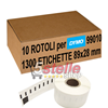 10 ROTOLI ETICHETTE ADESIVE DYMO 89x28 MM 99010 PER LABELWRITER 400 450