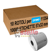 10 ROTOLI ETICHETTE ADESIVE DYMO 57x32 MM 11354 PER LABELWRITER 400 450