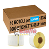 10 ROTOLI ETICHETTE ADESIVE DYMO 89x41 MM 11356 PER LABELWRITER 400 450