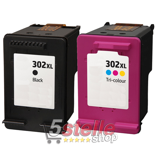 5 Stelle Shop  BIPACK CARTUCCE HP 302XL NERO+COLORE F6U68AE F6U67AE REMAN