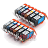 KIT 12 CARTUCCE PER CANON PGI-520BK CLI-521BK CLI-521C CLI-521M CLI-521Y CLI-521GY REMAN