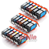 KIT 18 CARTUCCE COMPATIBILI CON CANON PGI-520BK CLI-521BK CLI-521C CLI-521M CLI-521Y CLI-521GY NERO+COLORI