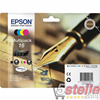 MULTIPACK 4 CARTUCCE INCHIOSTRI ORIGINALI EPSON T1626 SERIE PENNA E CRUCIVERBA NERO + COLORI