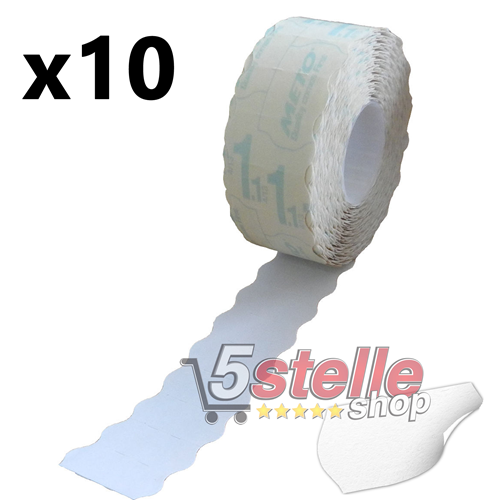 5 Stelle Shop  10 ROTOLI ETICHETTE ADESIVE PER PREZZATRICE 26x12