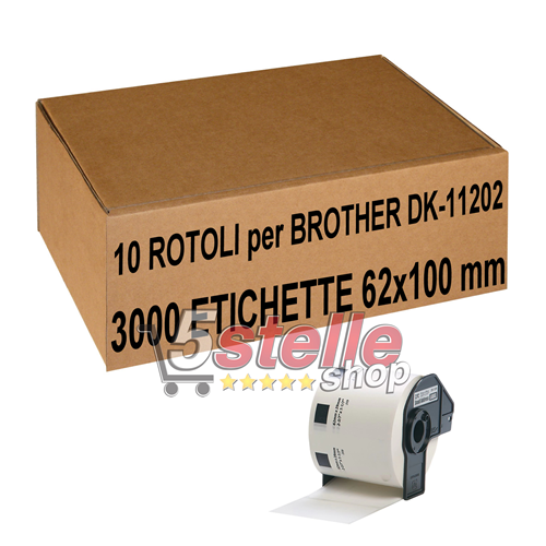 Etichette adesive per etichettatrice compatibile Brother DK-11207 DK Label  da 58 mm (Rotolo 100 etichette) NERO SU BIANCO