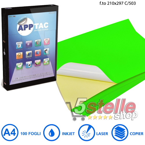 5 Stelle Shop  APPTAC 100 FOGLI A4 DA 100 ETICHETTE C503 210x297