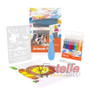 KIT PENNA AEROGRAFO SPRAY PER BAMBINI PEACH AIRBRUSH PO150 + STENCIL + COLORI ACQUA