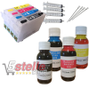 KIT 4 CARTUCCE AUTORESETTANTI RICARICABILI EPSON T2711 T2712 T2713 T2714 (T2715) + FLACONI INCHIOSTRO DA 100ML + 4 SIRINGHE