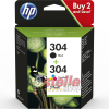 BIPACK CARTUCCE ORIGINALI HP 304 3JB05AE 1x NERO N9K06AE + 1x COLORE N9K05AE