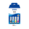 MULTIPACK 4 BOTTIGLIE INCHIOSTRI ORIGINALI EPSON ECOTANK 104 NERO + COLORI 65 ml