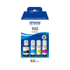 MULTIPACK 4 BOTTIGLIE INCHIOSTRI ORIGINALI EPSON ECOTANK 102 NERO 127ml + COLORI 70ml