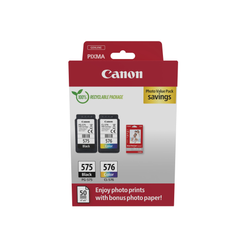 CANON BIPACK 2 CARTUCCE ORIGINALI NERO + COLORI PG-575 - CL-576 5438C004