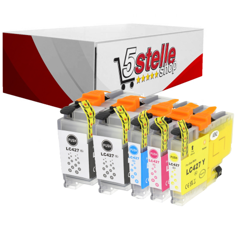 KIT 5 CARTUCCE XL COMPATIBILI CON BROTHER LC-427XL LC427XLVAL NERO+COLORI