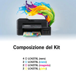 KIT 10 CARTUCCE XL COMPATIBILI CON BROTHER LC-427XL LC427XLVAL NERO+COLORI