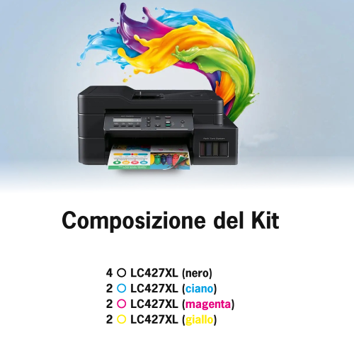 KIT 10 CARTUCCE XL COMPATIBILI CON BROTHER LC-427XL LC427XLVAL NERO+COLORI