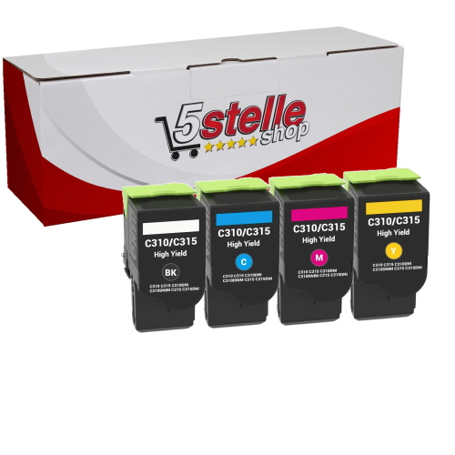 MULTIPACK 4 TONER XL COMPATIBILI PER XEROX C310 C310DNI C310DNIM C315 C315DNI CARTUCCE NERO+COLORI