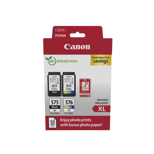 CANON BIPACK 2 CARTUCCE ORIGINALI NERO + COLORI PG-575XL - CL-576XL 5437C006